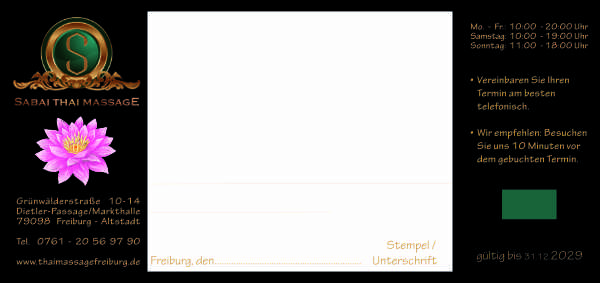 Sabai - Gutschein Rückseite