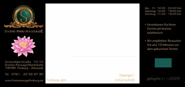 Sabai - Gutschein Rückseite